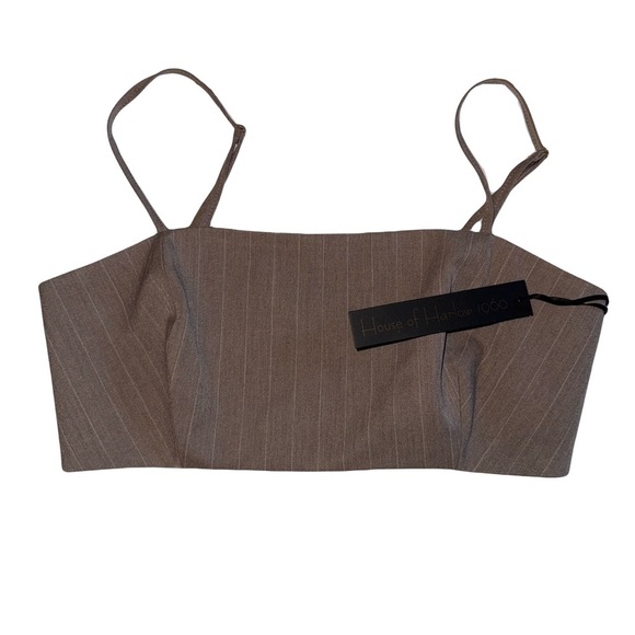 House of Harlow 1960 Tops - NWT House of Harlow 1960 Office Siren Taupe Pinstripe  Crop Top Small